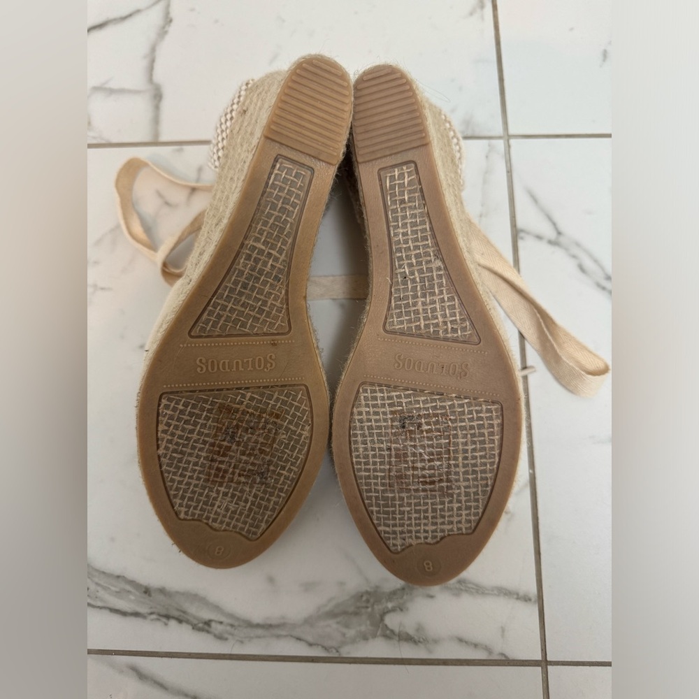 Soludos Cream Espadrille Wedge Ankle Tie Sandals - Picture 12 of 13